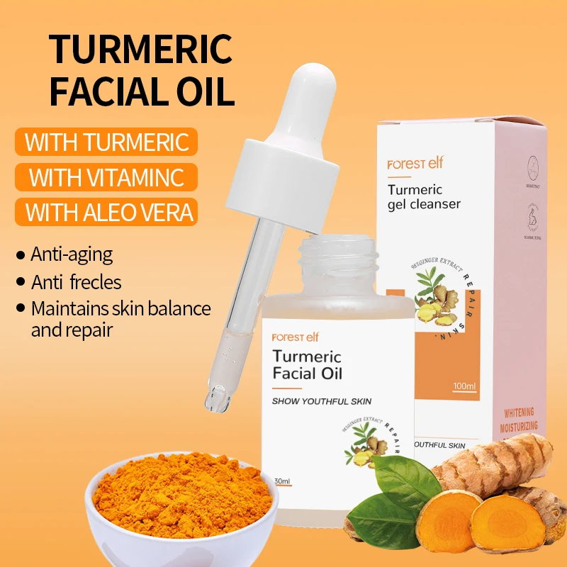 Turmeric Skincare Set Private Label Anti Acne Dark Spot Whitening Soap Serum Scrub Cream Facial Wash Face Skin Care Set (new)