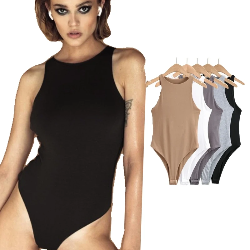 Custom Logo Candy Colors Mujer onesie Jumpsuits Black Tank lingerie Bodysuits for Women