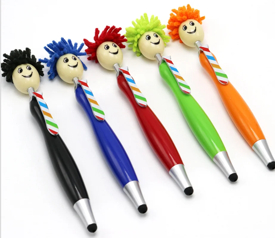 Mop Topper Screen Cleaning pen 2 in 1 Stylus Pen Doll head pen