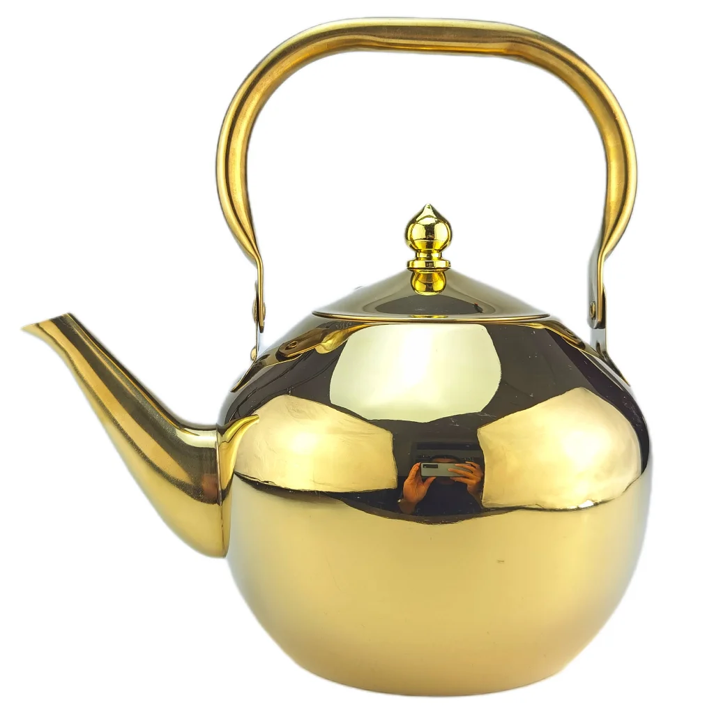 factory direct golden plating water kettle 1.2/1.5/2/3/4L Arabic 201stainless steel tea pot