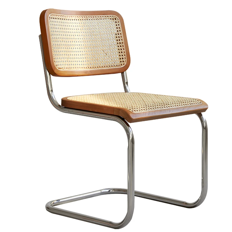 Cesca Rattan Wicker Dining With Stainless Steel Legs stacking Cane Woven Marcel Bruer Chair