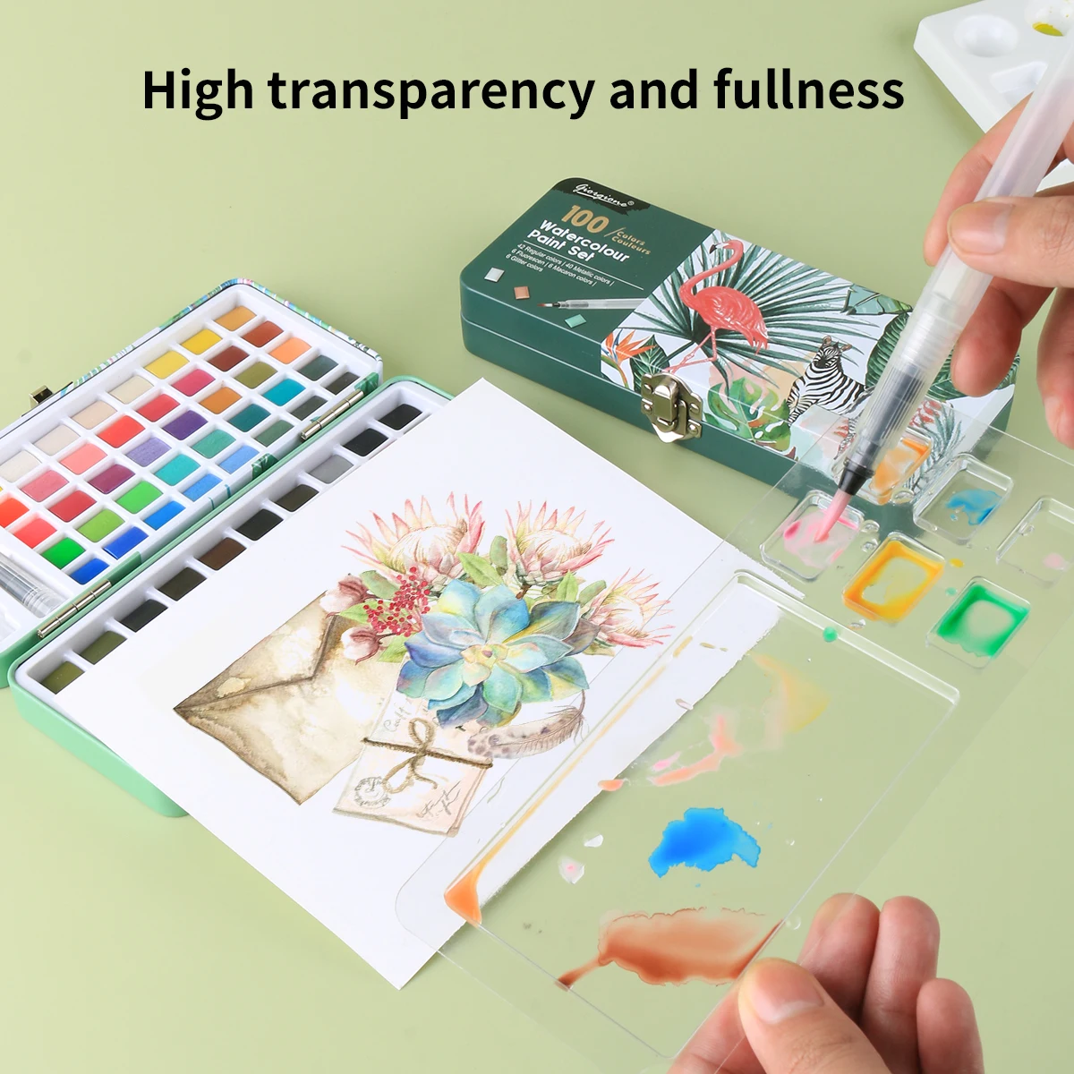 Giorgione 168 Colors Solid Glitter Metallic Watercolor Paint Set with Tin Box and Free Gifts For Watercolor Painting