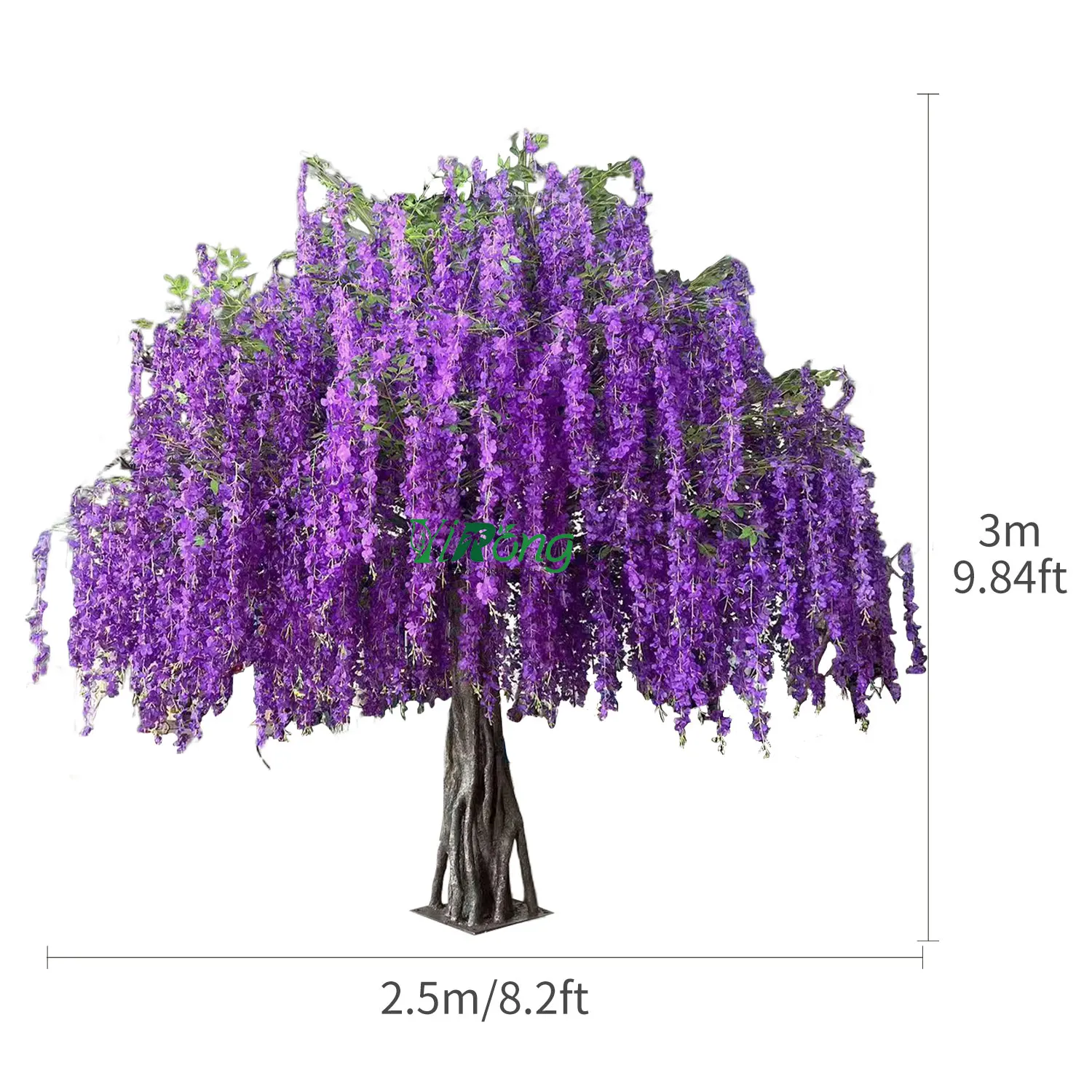 YR Source Factory Customizable Artificial Silk Wisteria Blossom Tree Faux Large Purple Flower Tree for Wedding Home Decoration