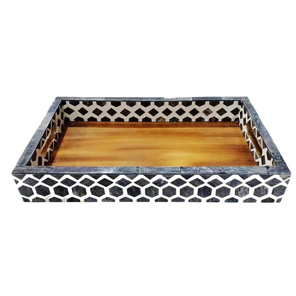 Wooden Bone Inlay Handmade Serving Tray