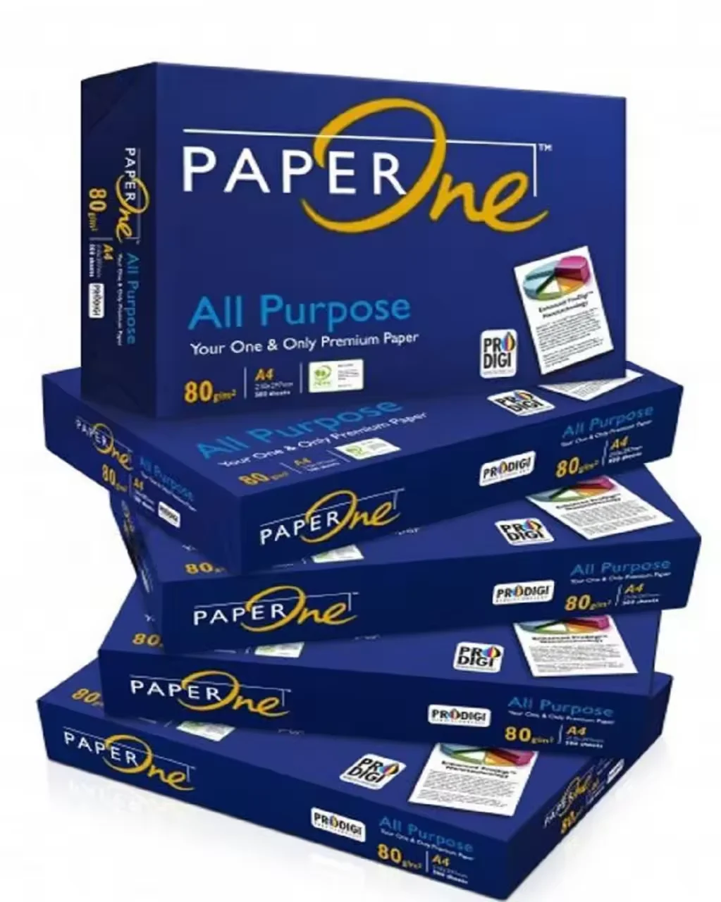PaperOne A4 80gsm Copy Papers 500 Sheets Per Ream 75gsm 70g Weight for Office Use