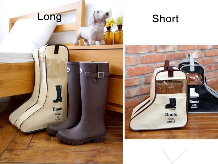 Custom Travel Dustproof Transparent Beige Boot Shoe Bag