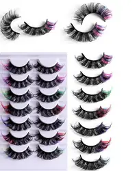 Free sample High same mink hair color eyelashes thick curling eye end false eyelashes