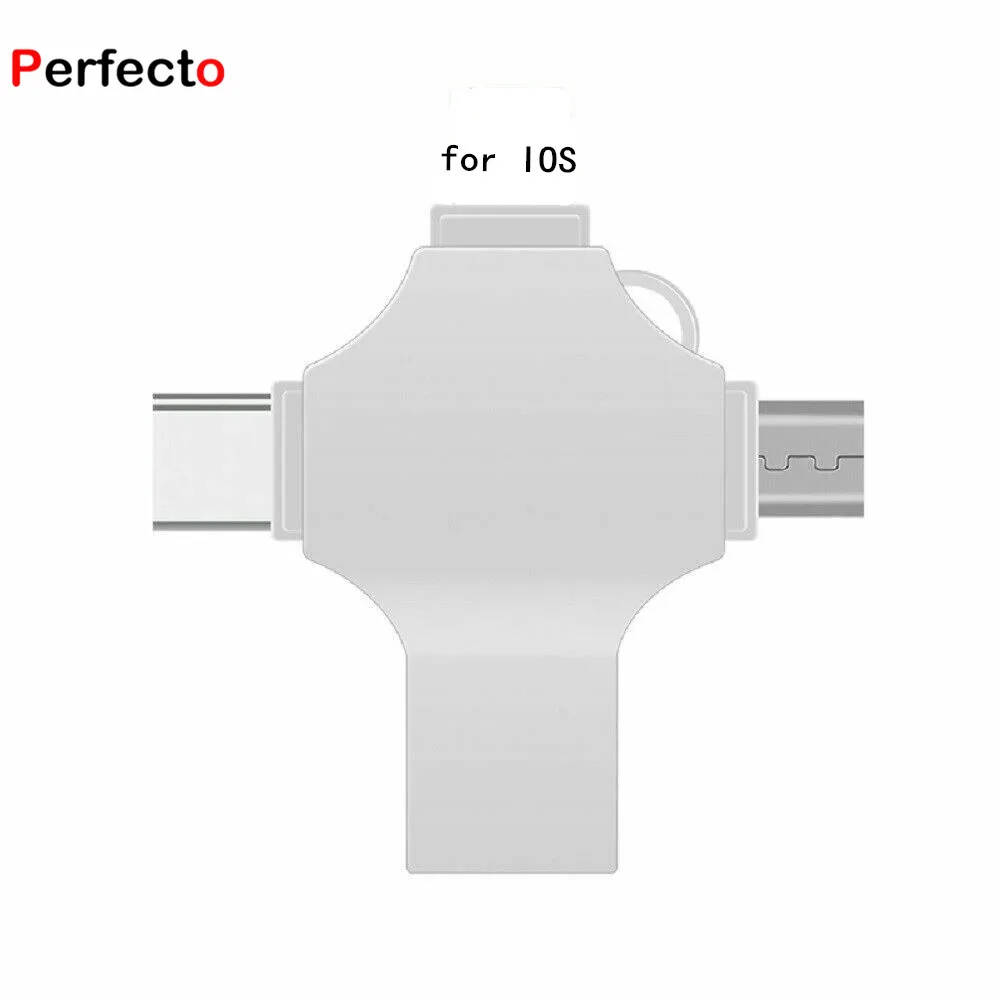 Free logo USB 3.0 4 in 1 USB Flash Drive 64GB For iPhone iOS Android PC Type C OTG U Disk with Box
