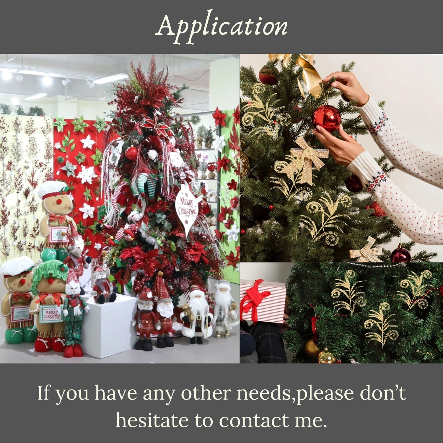 Artificial Xmas Tree Stems Glittered Picks Gold Glitter Swirl Spray Christmas Tree Sprays and Picks