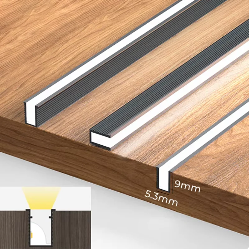 Mini Ultra-thin LED Cabinet Aluminum Profiles Strip Lamp Recessed Invisible Channel Milky Diffuser Closet Shelf Panel Bar Lights