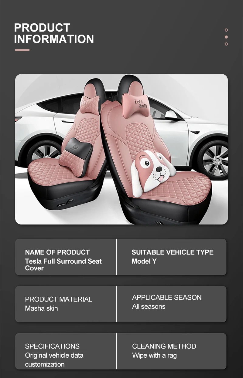 for Black Tesla Model Y Car Seat Cover Luxury Car Protector Anti-Slip Driver Seat Cover with Backrest 1 Piece Black