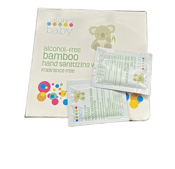 Private label individual alcohol-free biodegradable bamboo baby hand sanitizing wet wipes