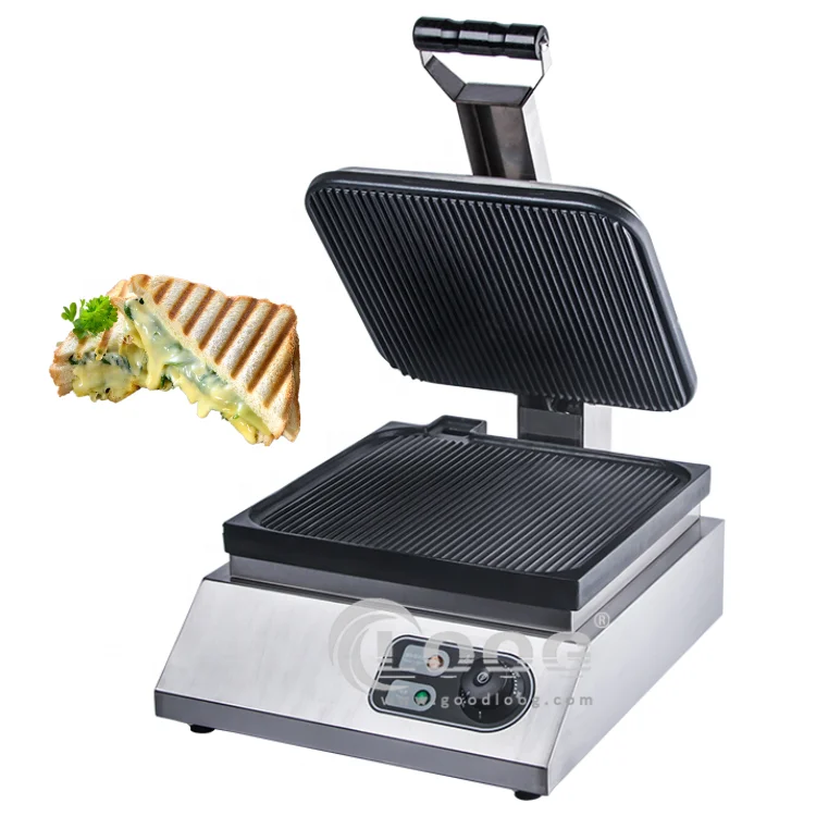 Factory Wholesale Panini Grill Press Grooved Top & Bottom Contact Grill  2.2kW Panini Grill Commercial
