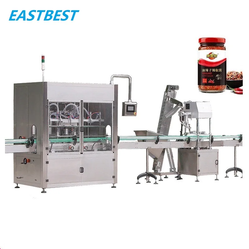 Automatic Syrup Chili Sauce Honey Glass Jam Jar Filling and Capping Machine