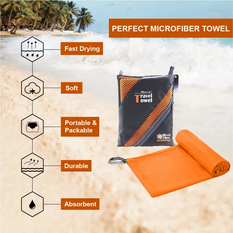 Microfiber Quick Dry Sports Towel Gym Towel With Zip Pocket