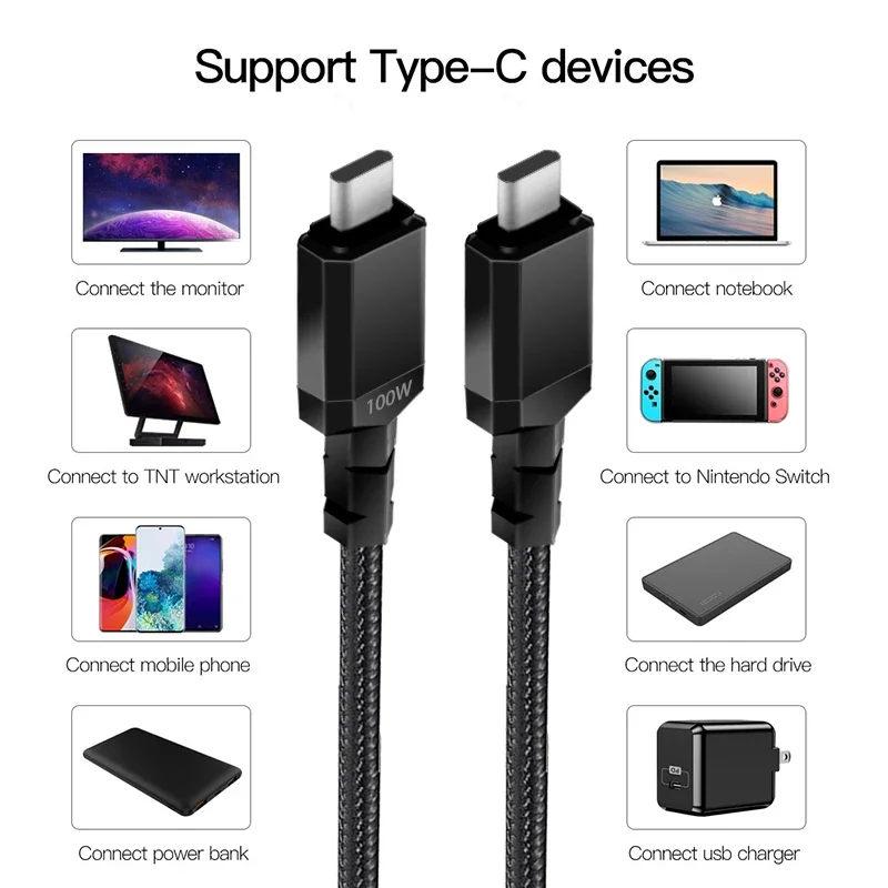 Nylon Braided 60W Dual Type-C to USB-C PD Wire Charger USB Type C Fast Charging Data Sync Cord Cable For iPhone pro max Android