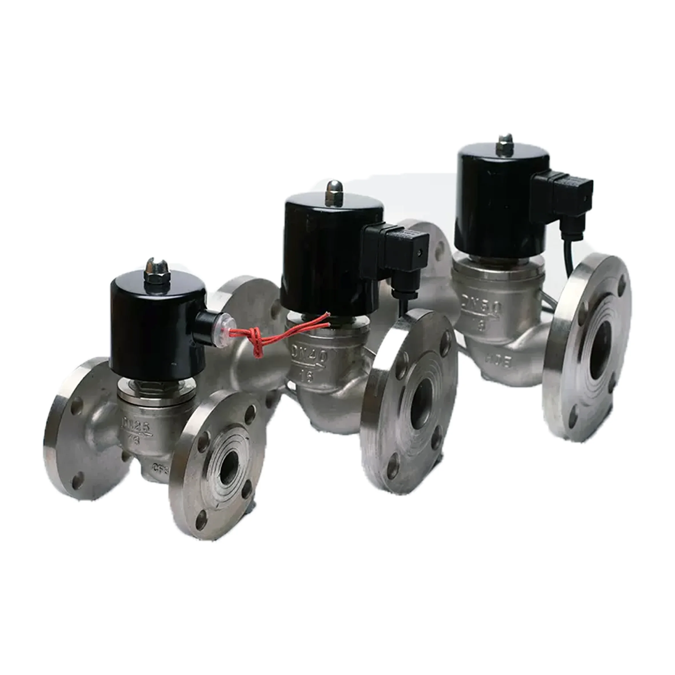 Price discount 24v 220v flanged gas water two-way stainless steel cast iron solenoid valve