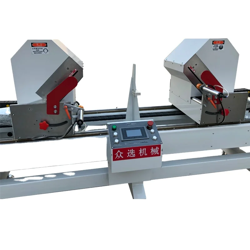 CNC Wooden door production line machinery, Double end Cutting Angle Saw for sale.