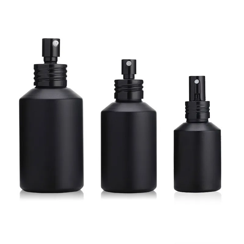 15ml 30ml 60ml 100ml 300ml cosmetics black frosted flat shoulder spray bottle