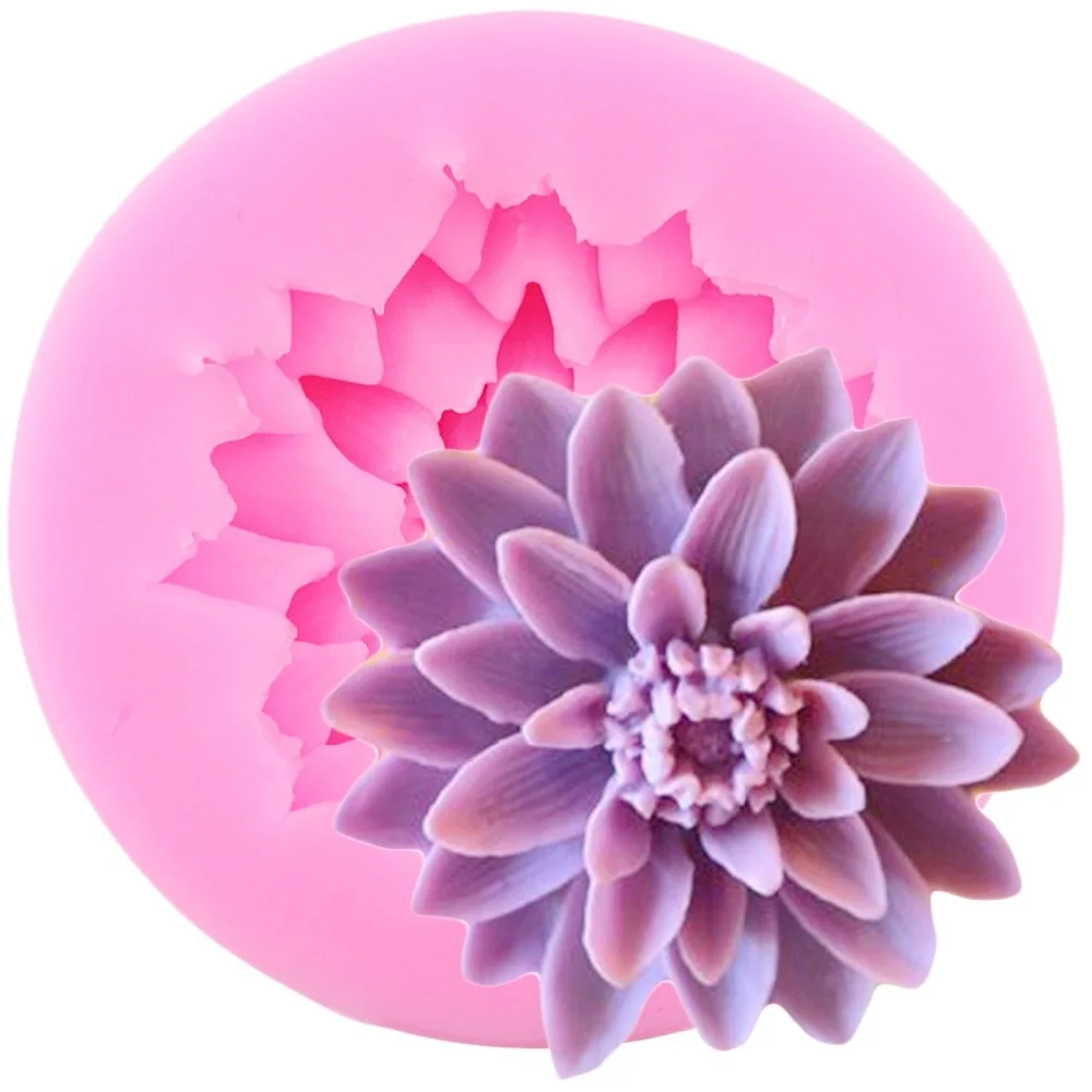 Hot 3D Lotus chrysanthemum Flowers Wedding Cake Decorating Tools DIY Baking Fondant Silicone Mold Candle Soap Resin Clay Molds