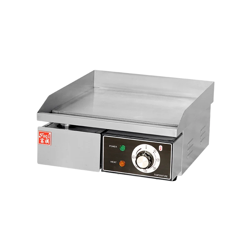 Fuqi Restaurant Kitchen Equipment Electric Bbq Flat And Grooved Teppanyaki Griddle