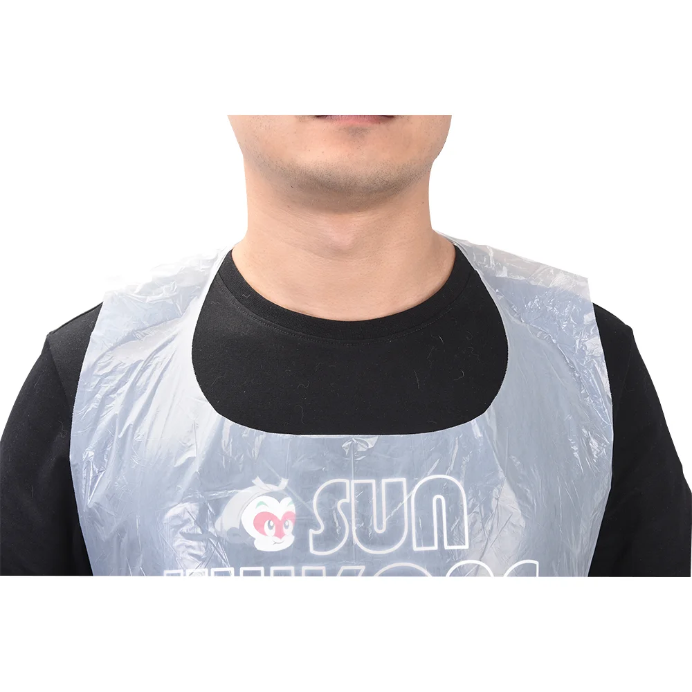 Factory wholesale S M L size clear apron transparent tablier white apron with towel