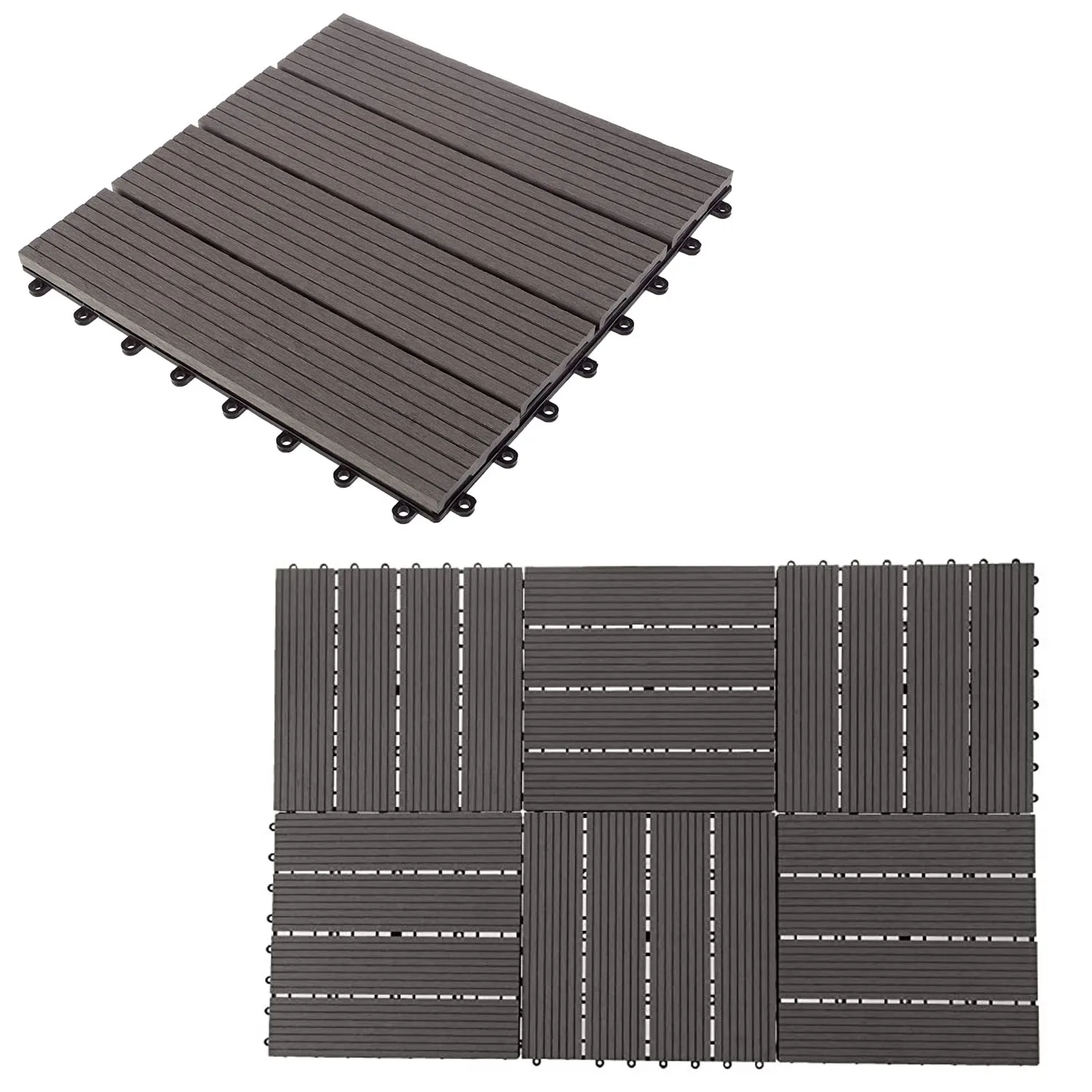 Interlocking outdoor decking non-slip plastic wood wpc flooring tiles engineered flooring