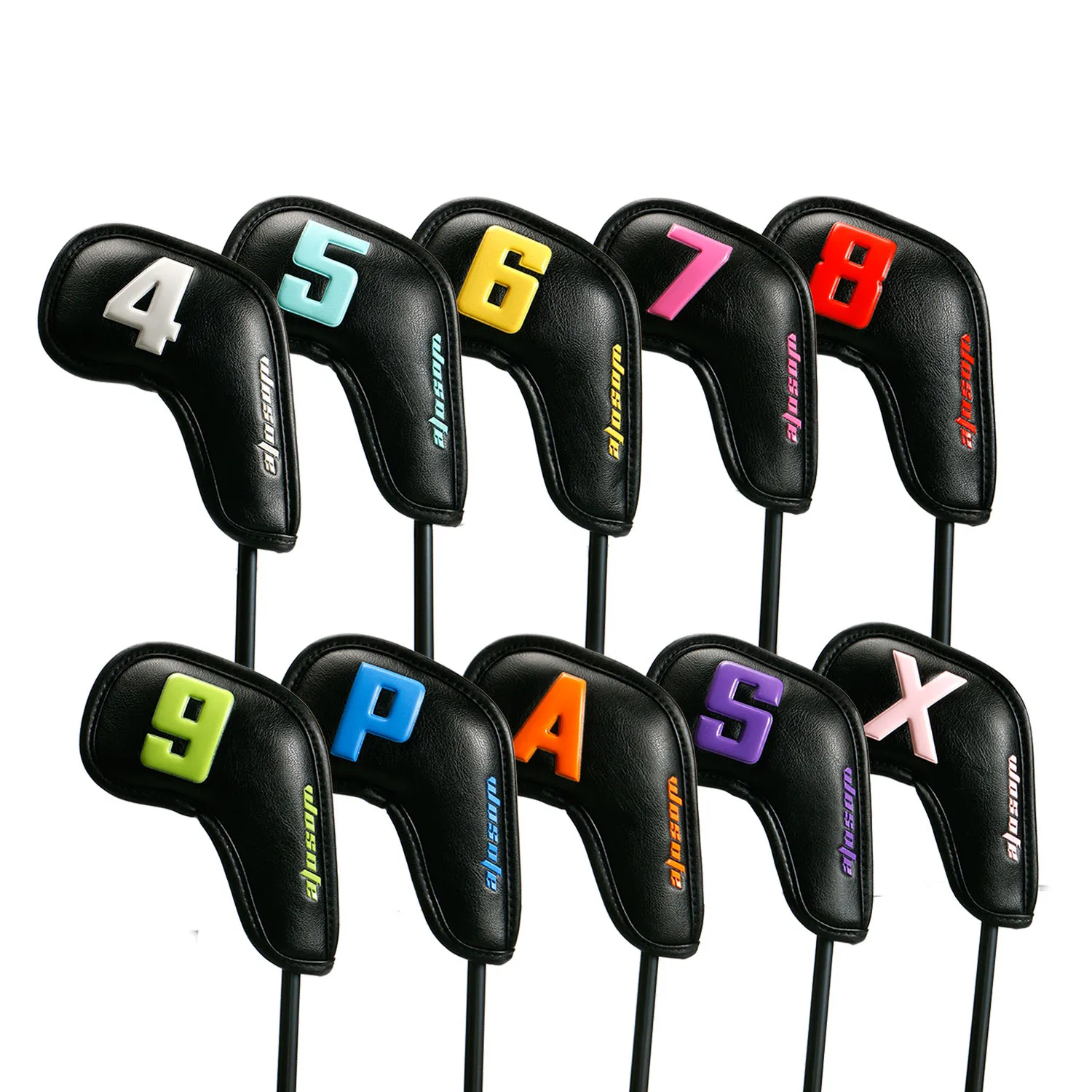 Custom PU Leather golf headcover New Design Colorful Number golf irons covers set