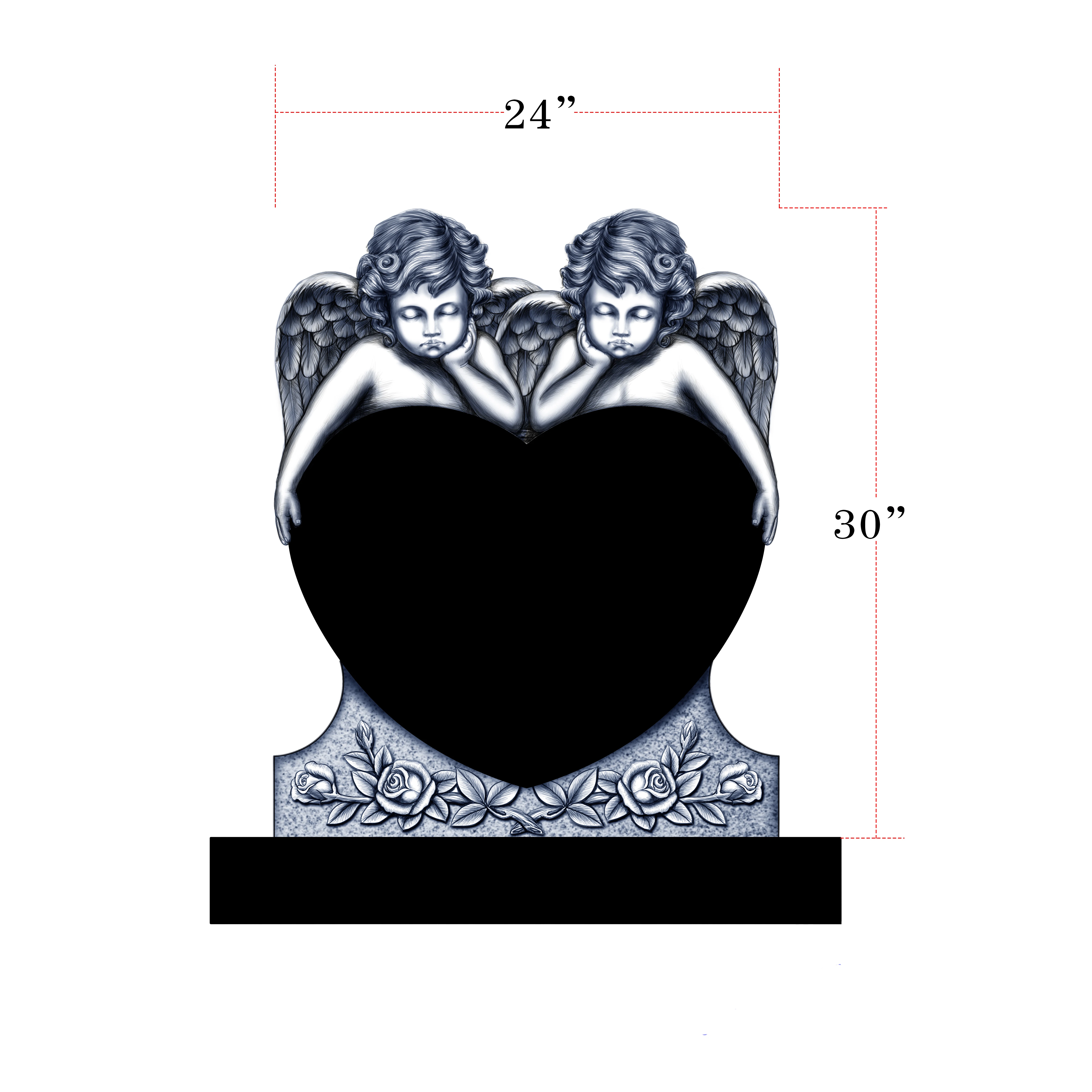 Factory Cheapest Black Heart Granite Teddy Bear Artificial Modern Headstone Design Cemetery