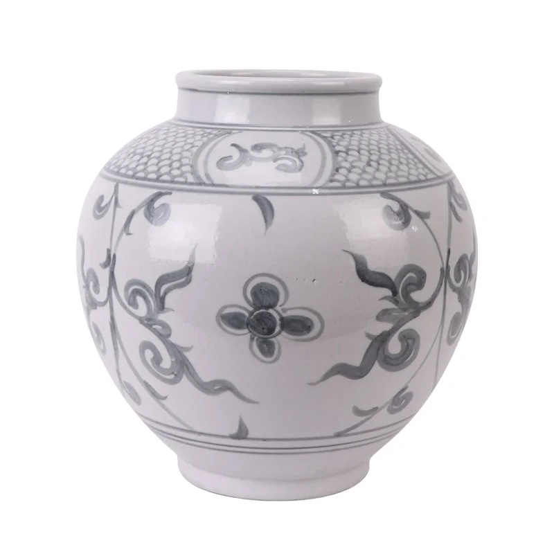 RZSX101-F Jingdezhen antique flower leaf pattern porcelain pots vase hand painted ceramic flower vase