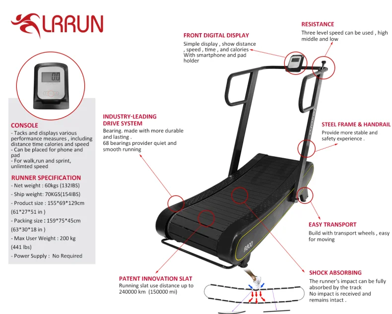 body building easy up home treadmill gym equipment non-motorized self-generated manual woodway curve treadmill running machine