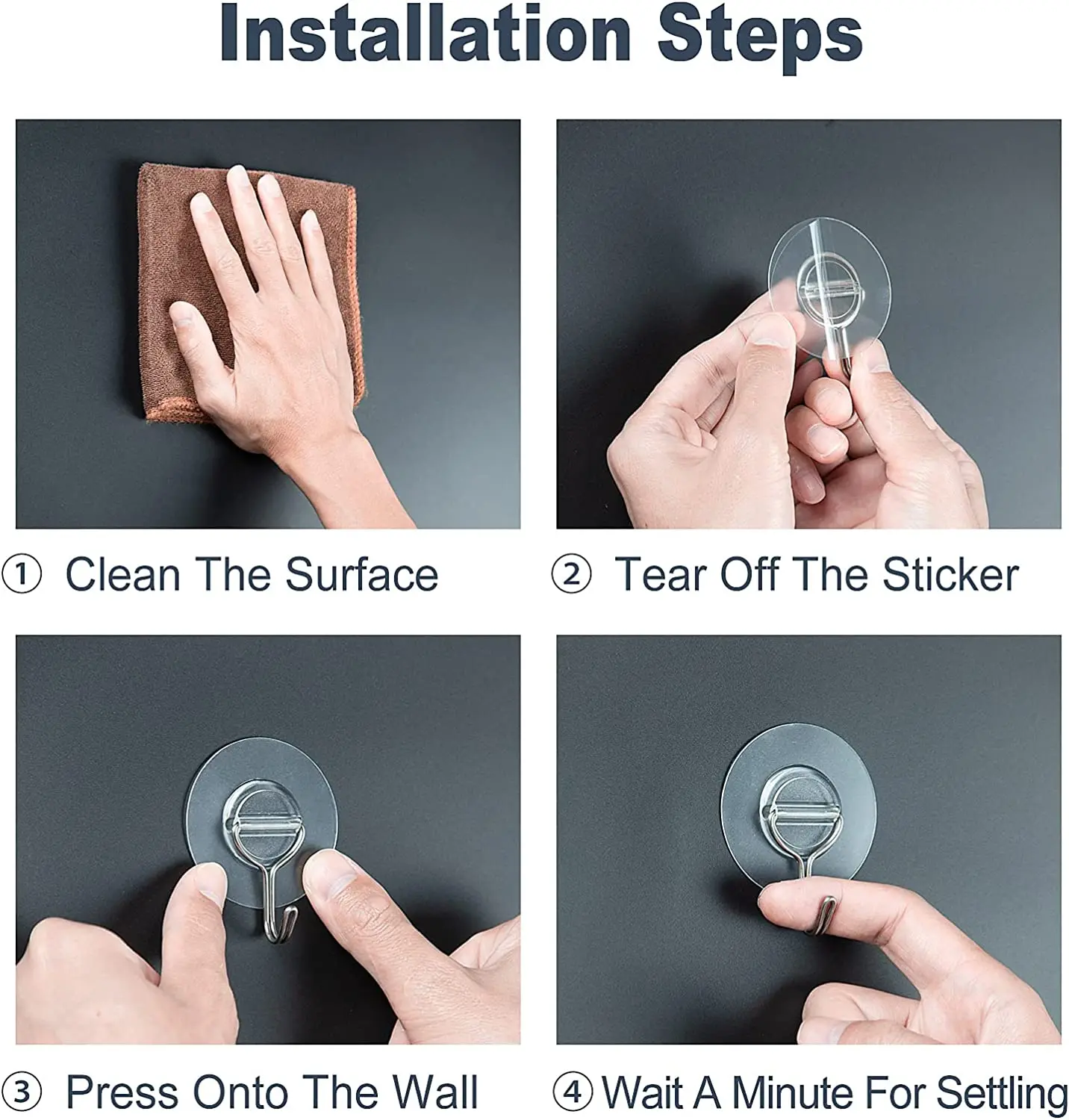 10-Pack Round Wall Mount Plastic Waterproof Self Adhesive Sticky Coat Towel Garment Hanger Hooks