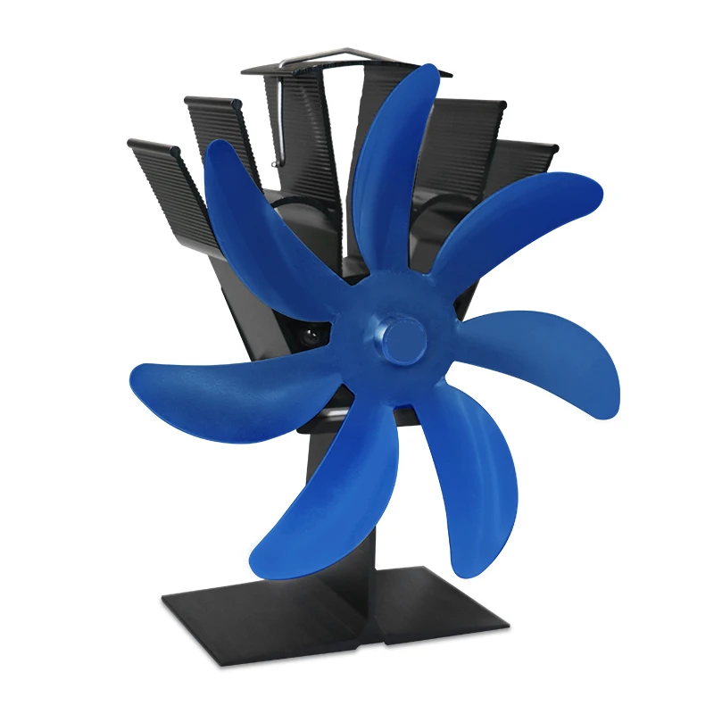 Hot Sell On Amazon Wish Ebay  Heat Powered Stove Fan ECO Wood Burning 7-Blades Black Stove Fan