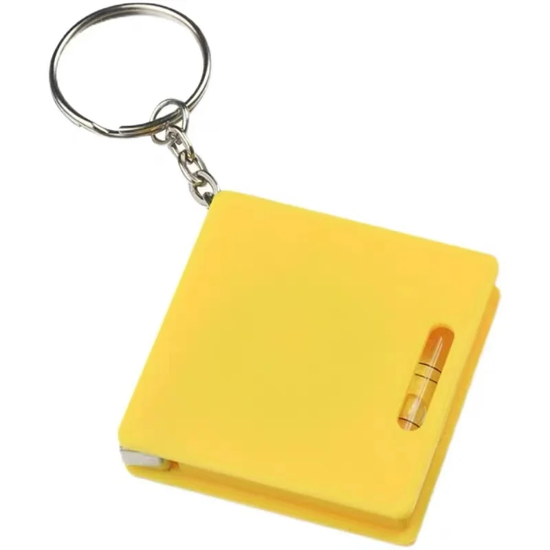 Multifunctional Keychain With Horizontal Bubble Square Small Mild Steel Tape Measure 1M Gift Tool