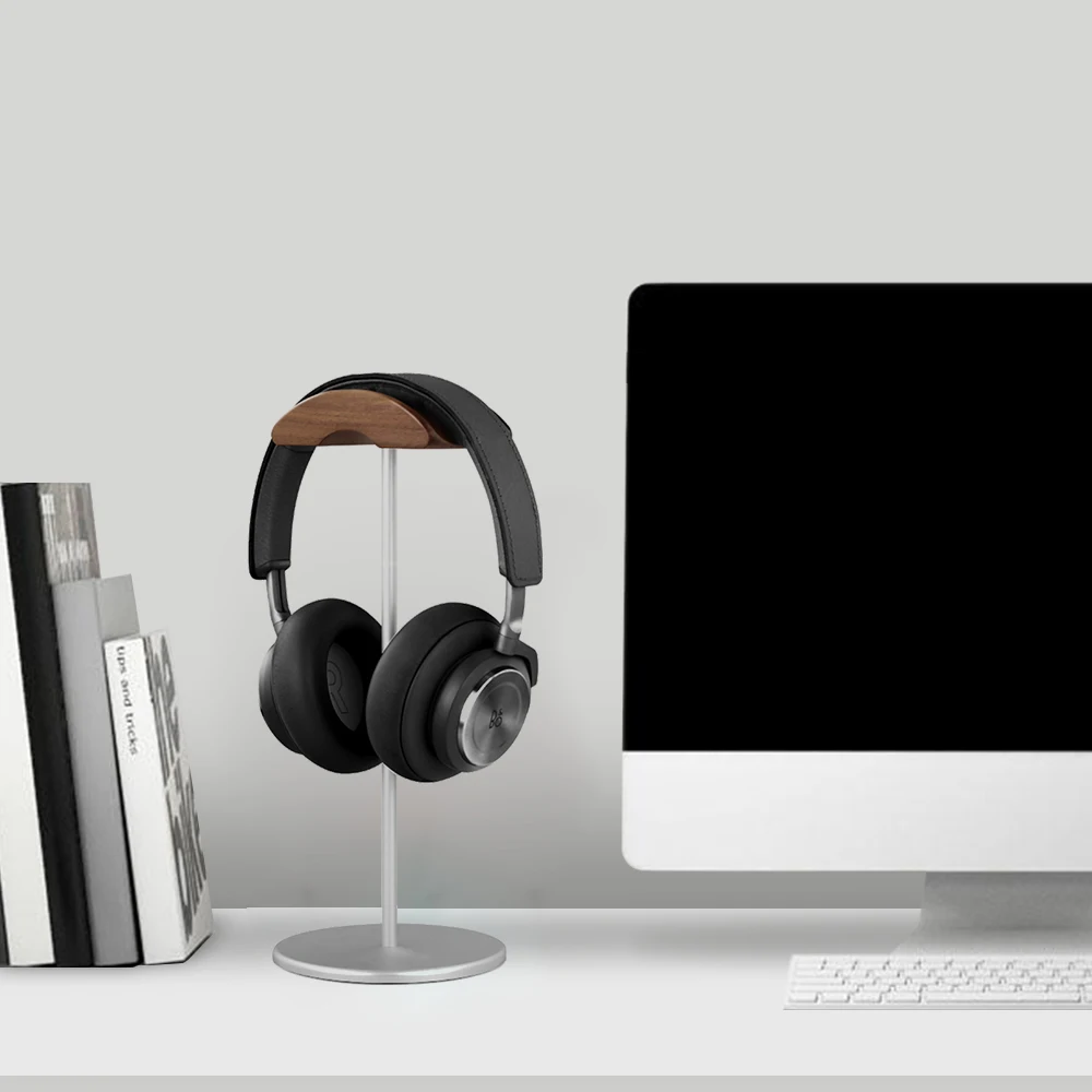 Деревянная Алюминиевая Подставка для наушников с твердым тяжелым основанием, настольная подставка для наушников, подставка для наушников