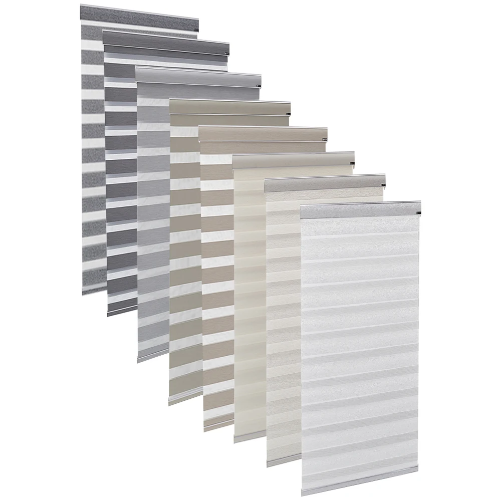 Cordless remote zebra fashion blind shades combi mechanism zebra motorized windows blinds