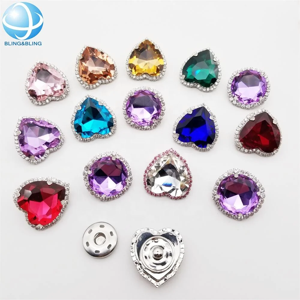 Glass Crystal Snap Button 2 Parts Press Flat Back Snap Fastener Various Sizes Studs Metal Sewing Snap Button For Garment Bags