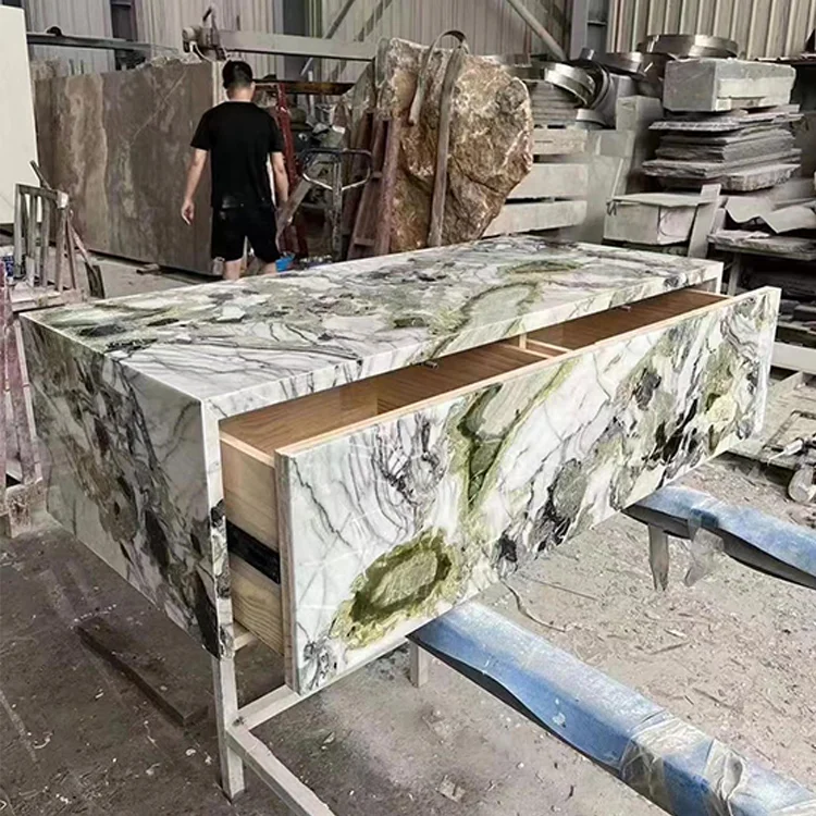 Customized Stone Marble Furniture Calacatta Viola Marble Drawer