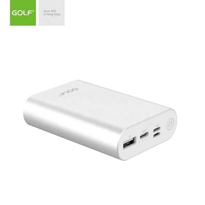 GOLF Aluminium Slim Power Bank Type C Lighting Polymer External Battery Charger Customized Metal Mini Power Bank 10000mah