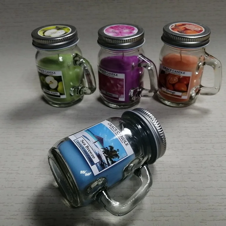 Home Decoration Custom Luxury Glass Jar Scented Natural Palm Wax Candles With Metal Lid
