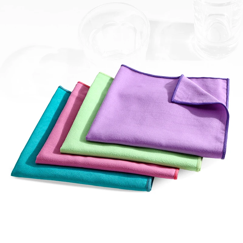 Factory Wholesale Premium Microfiber Glass Cleaning Cloth for screen Microfiber Suede Cloth Overlock Edge Lint Free