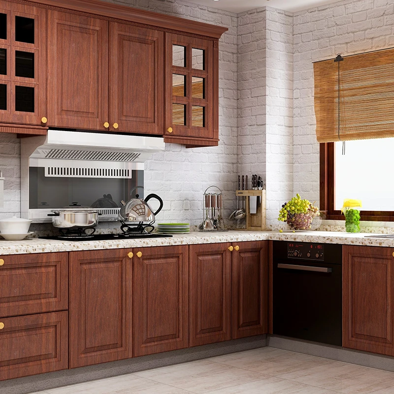 Sanyang Custom Modern Luxury Style Kitchen Cabinet Solid Wood MDF Lacquer Acrylic PVC Door Includes Sink Hinge Drawer Slide