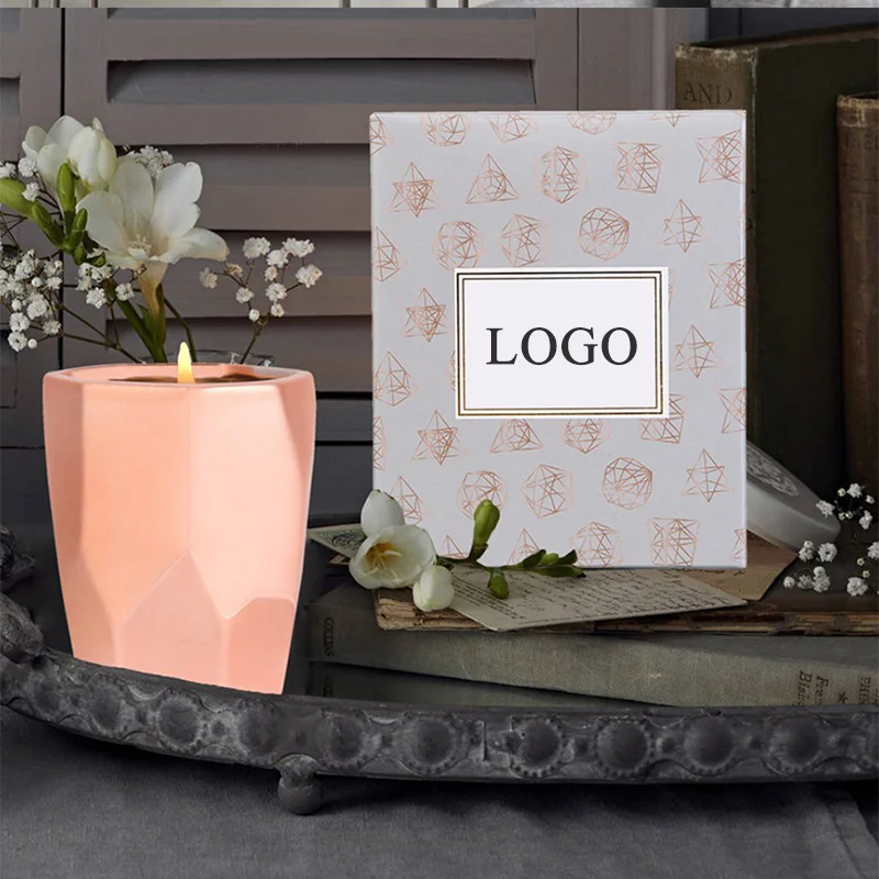 Luxury gift box geometric shape rose gold scented candle holder