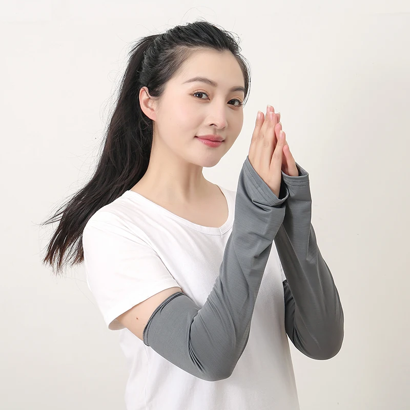 Fashion Plain Muslim Women Soft Sleeves Uv Sun Protection Arm Socks Comfortable Ice Silk Arm Sleeves