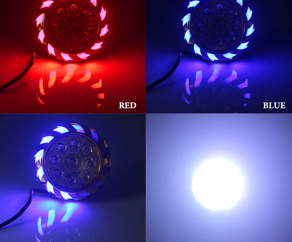 Colorful 9-light LED motorcycle rearview mirror headlight 12V electric vehicle external light motorcycle modified spotlight