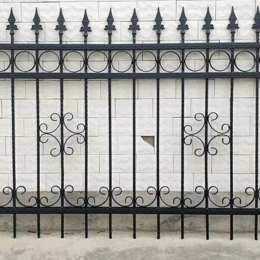 Residential Wrought iron Fence Metal Fence with Wrought Iron Decorative Ornaments Steel Fence for wholesales