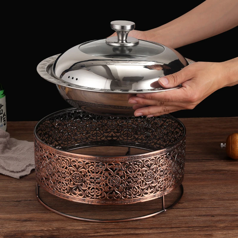 Round Antique Design Chaffing Dish luxury chafing dish hot pot food warmer set with Lid