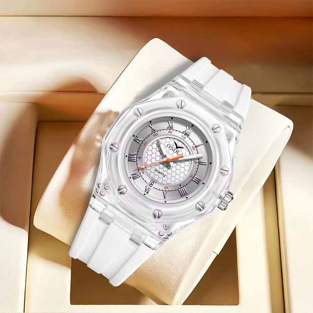 Onola 3857 Luxury Japan Quartz Movement Unisex Sport Fashion Watch For Couple Luminous Date Display Watches Silicone Strap reloj
