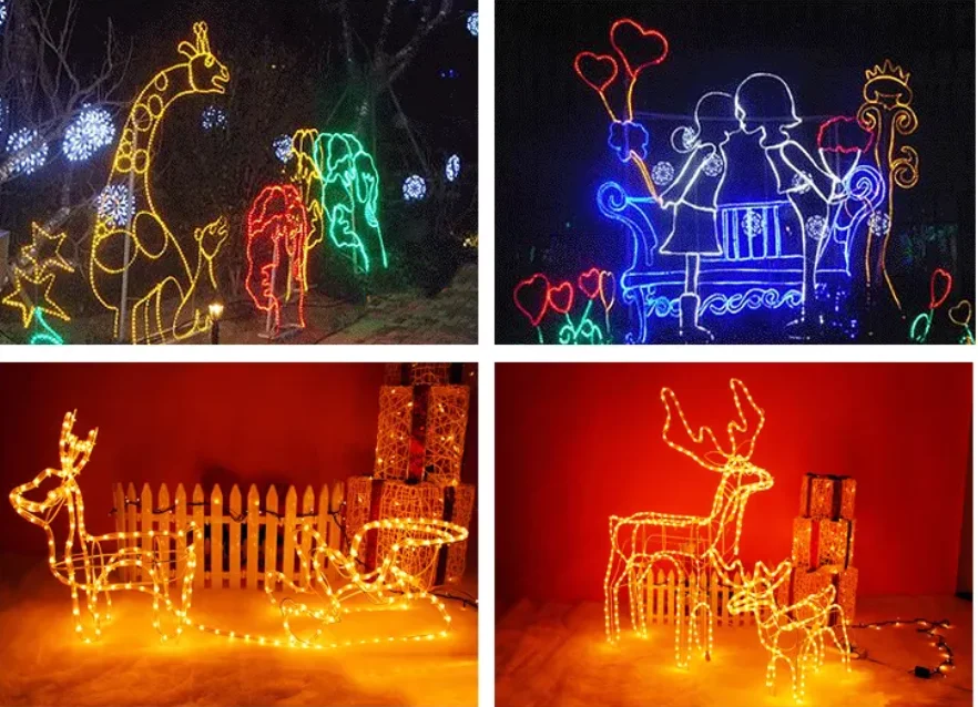 RGB Change rope Lights Waterproof Remote Control Garden Decor outdoor christmas decorations led rope light