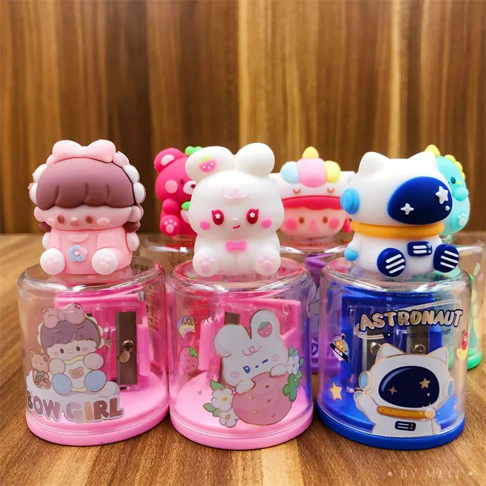 Creative Cartoon Animal Stationery Kawaii Astronaut Pencil Sharpeners for Pencil Wholesale Sharpener Mould Custom Stationery
